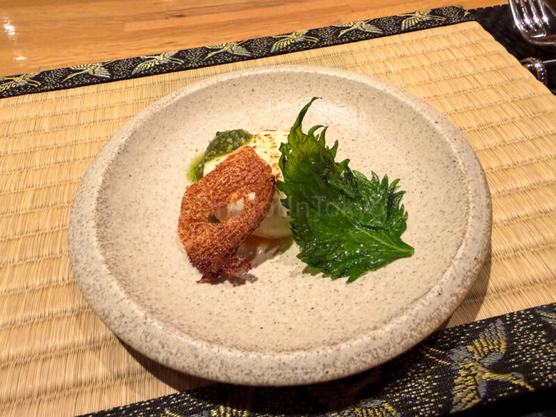 tomato with mozzarella at teppanyaki rindo meal at one station hotel kumamoto