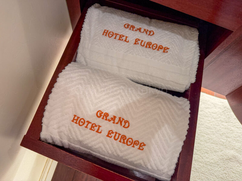 towels at Hotel Europe at Huis Ten Bosch