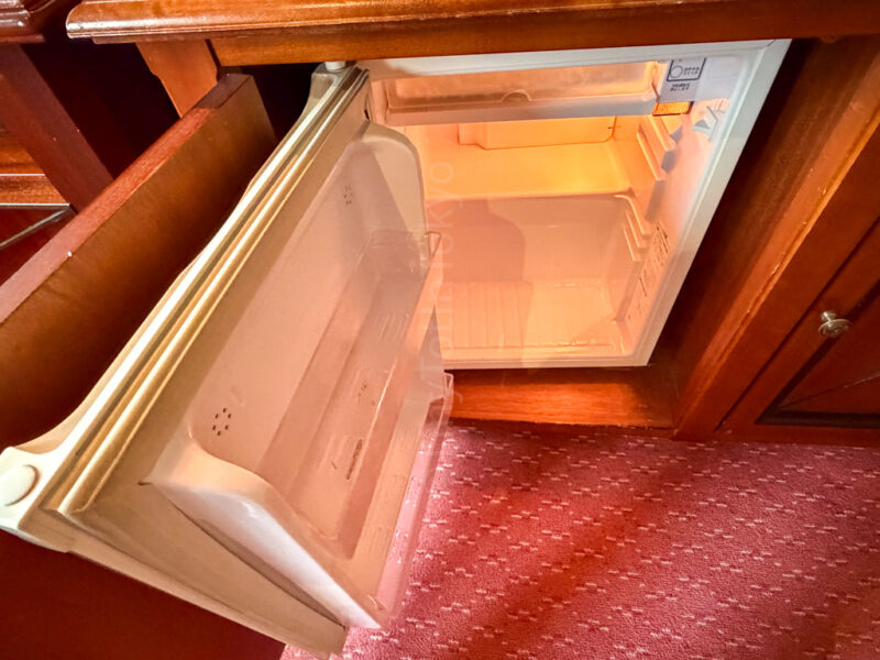 fridge in deluxe room at Hotel Europe at Huis Ten Bosch