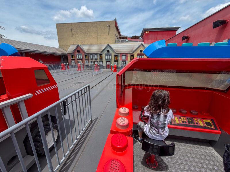 a child on the rescue academy ride at legoland japan 
