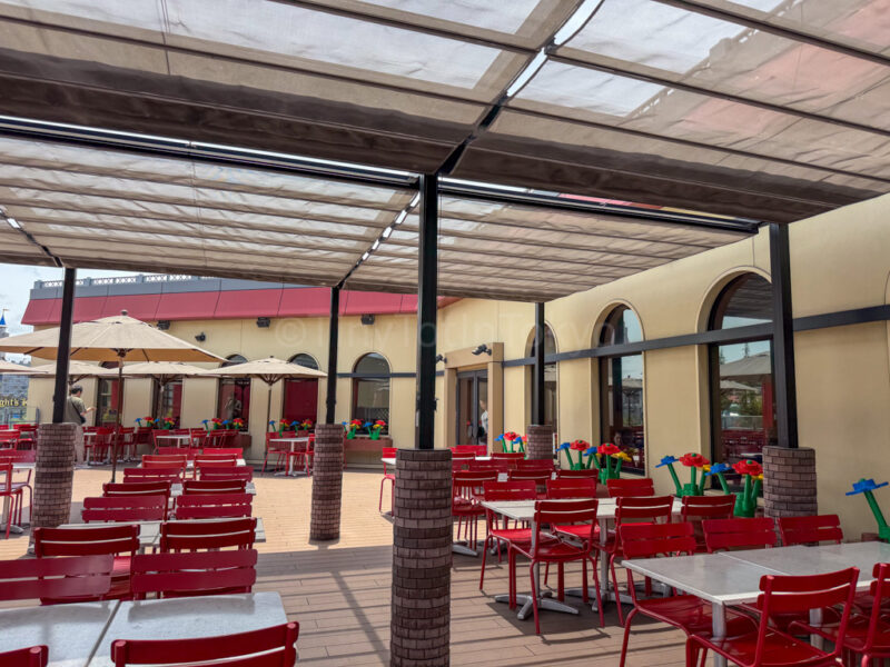 second floor seating at brick house burger at legoland japan 