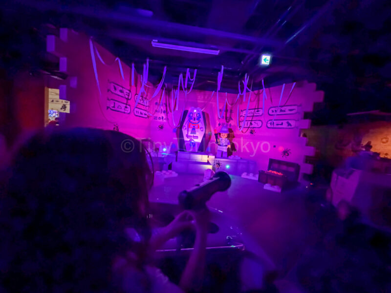 inside pharaoh's revenge ride at legoland japan with kids