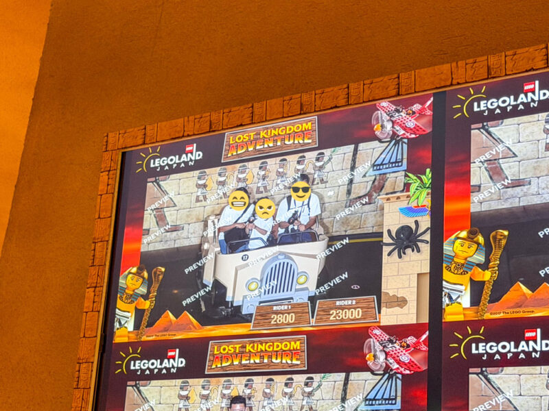 a family on the Lost Kingdom Adventure ride at legoland japan