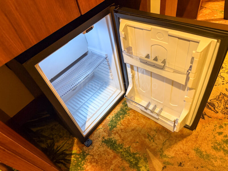 mini fridge in Ninjago room at the legoland japan hotel