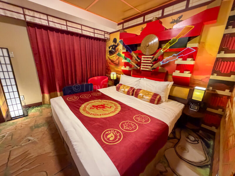 big bed in Ninjago room at the legoland japan hotel