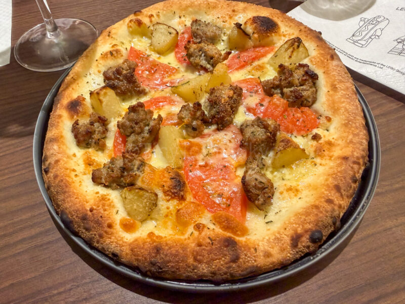 pizza at skyline bar in legoland japan hotel