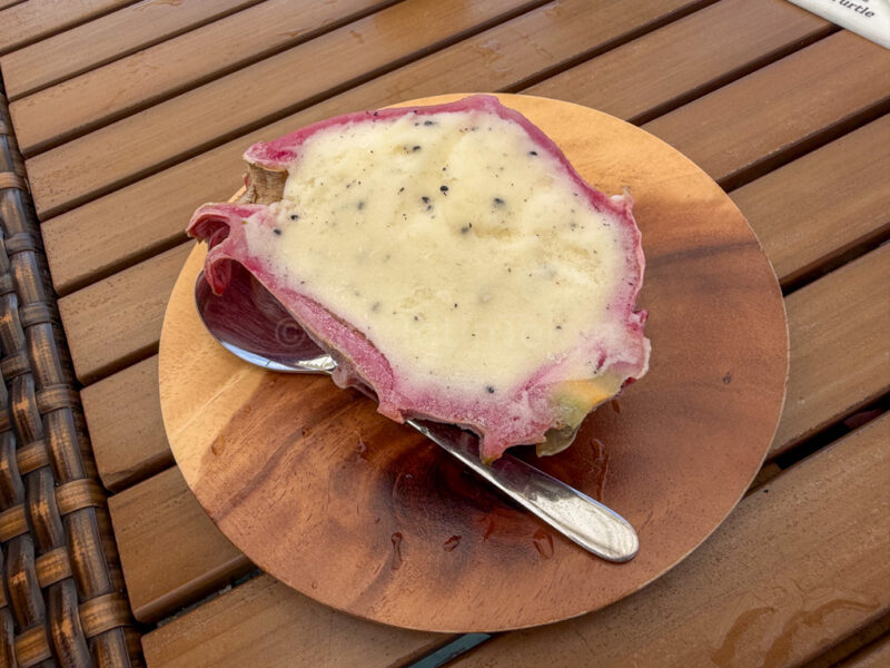 dragonfruit ice cream at blue turtle in miyakojima