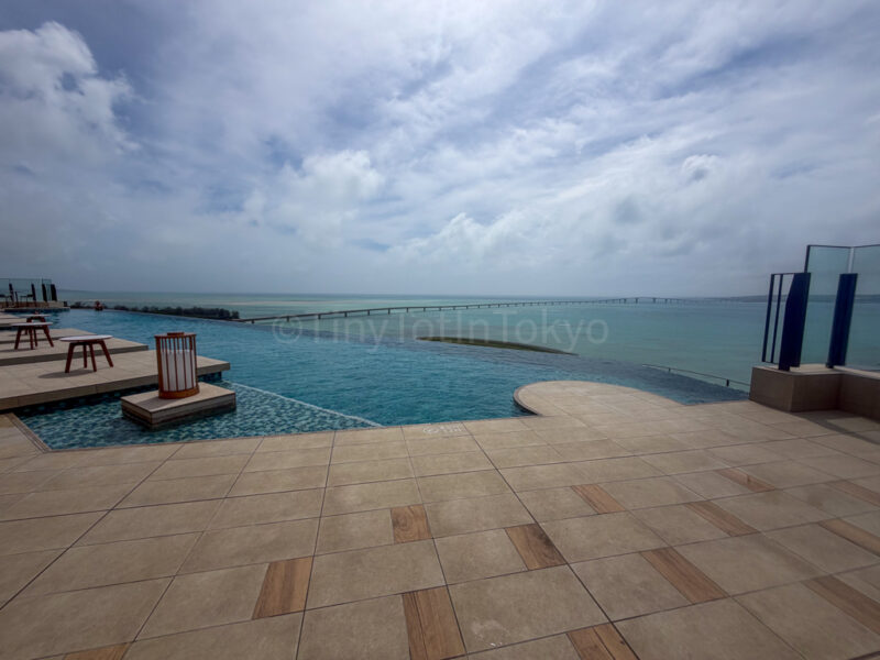 the rooftop pool at canopy by hilton in okinawa miyako island when we checked in