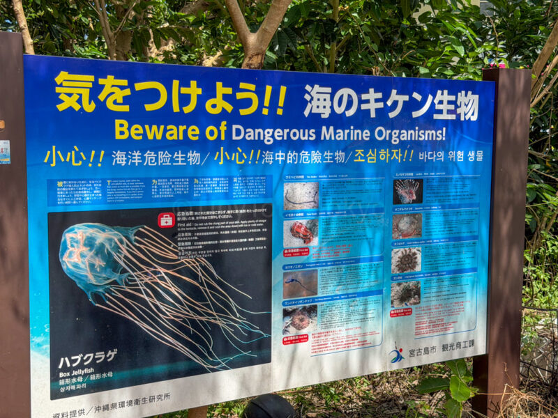 sign at Aragusuku Beach