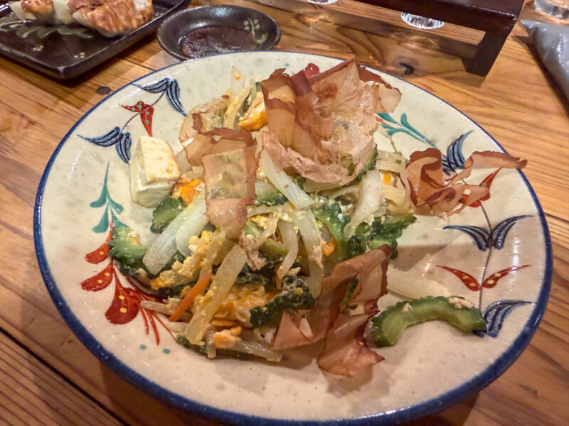 goya chanpuru at Shimauta Izakaya Kiyama in Miyakojima