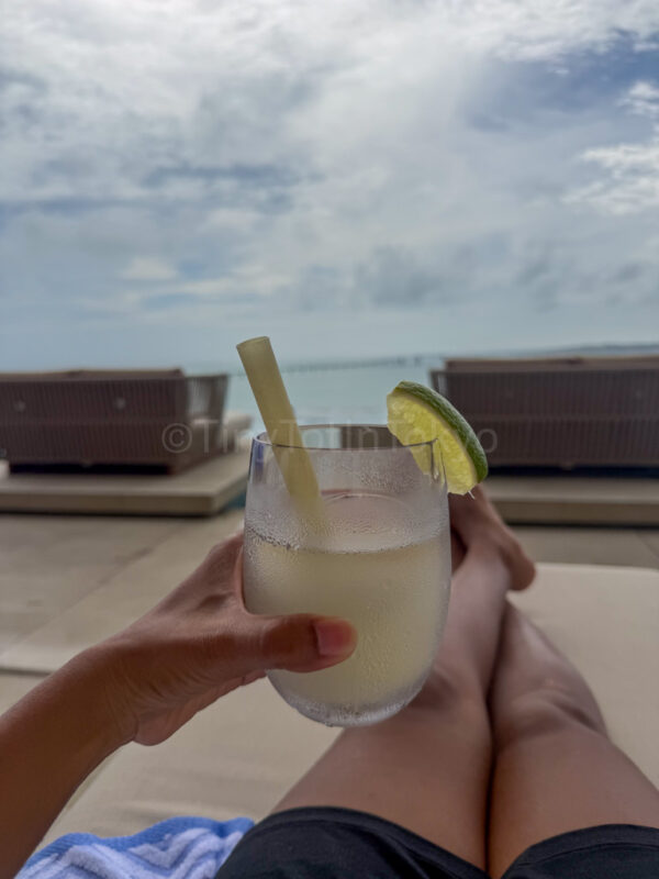 cocktail from pool at canopy by hilton in okinawa miyako island