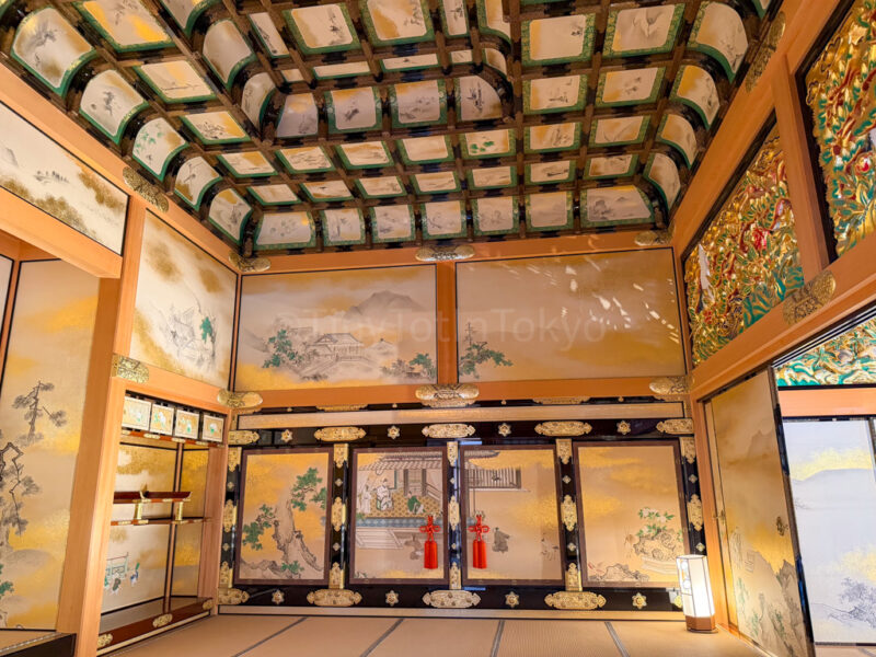 detailed work inside honmaru palace at nagoya castle