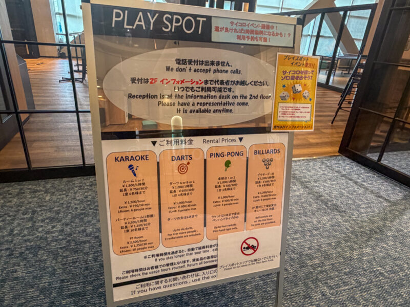 charge for Play Spot at spa world osaka